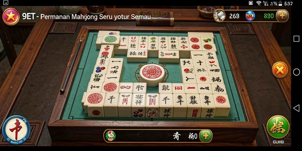 Tampilan gameplay Mahjong di 9ET yang menawan.