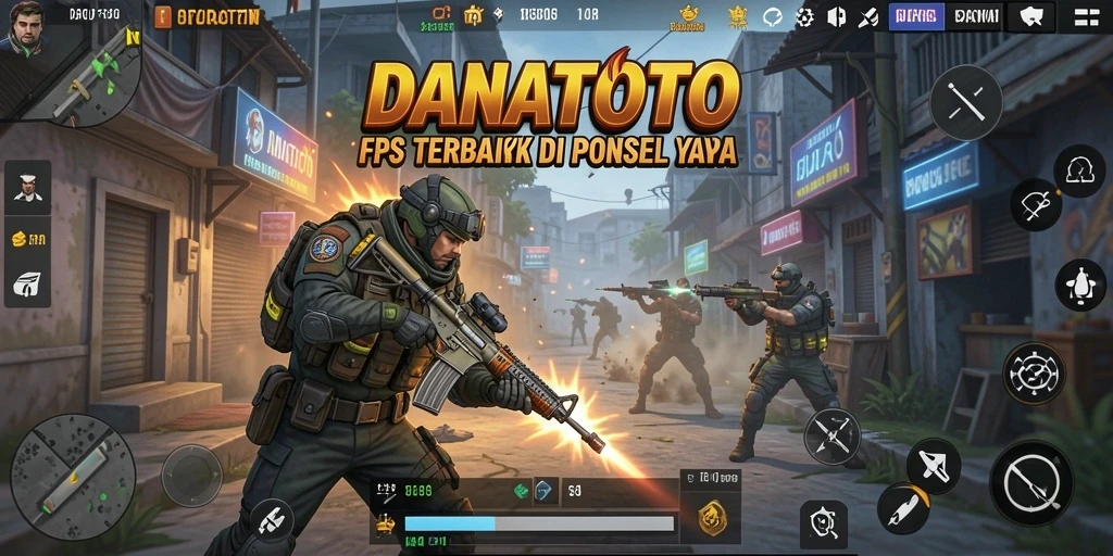 Tampilan gameplay seru di <strong>DANATOTO</strong> dengan aksi menembak yang intens.