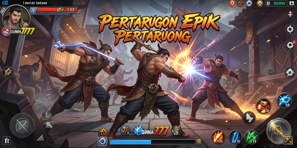 Screenshot gameplay DUNIA777 yang menunjukkan aksi pertarungan yang mendebarkan.