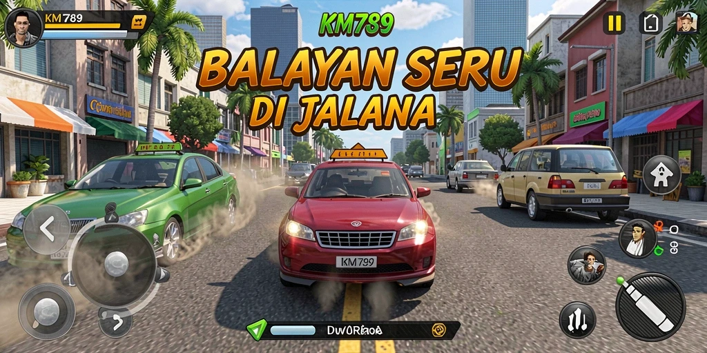 Gameplay balapan seru di KM789 dengan mobil cepat dan trek menantang.