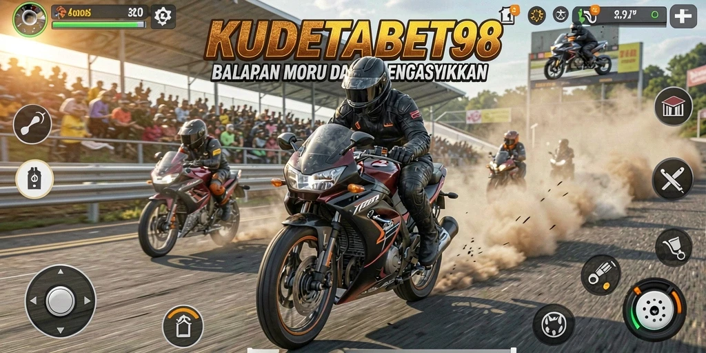 Tampilan gameplay seru dalam balapan motor di KUDETABET98.