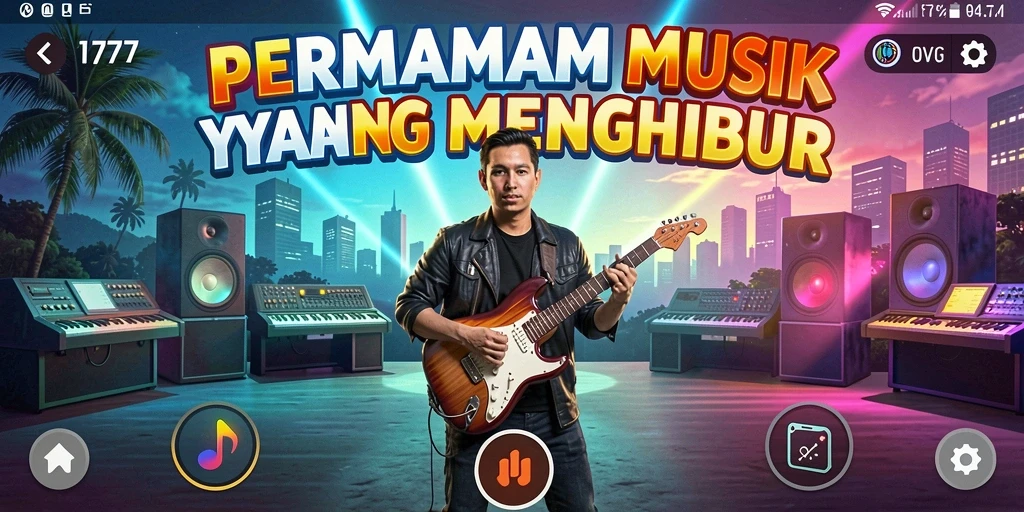 Tampilan saat bermain L777 dengan ritme musik yang menggembirakan.