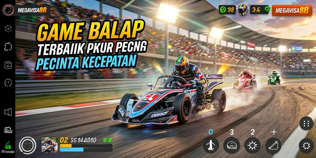 Gameplay seru di MEGAVISA88 dengan kecepatan dan tantangan balapan.