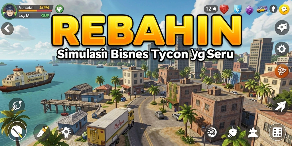 Gameplay menarik REBAHIN dalam simulasi bisnis Tycoon.