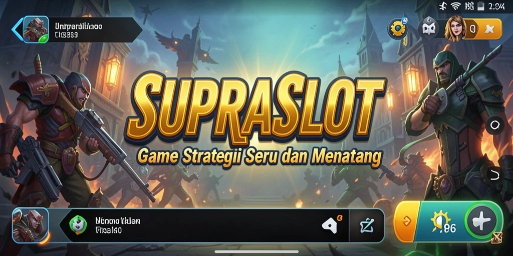 Screenshot gameplay SUPRASLOT yang menunjukkan aksi pertempuran strategi.