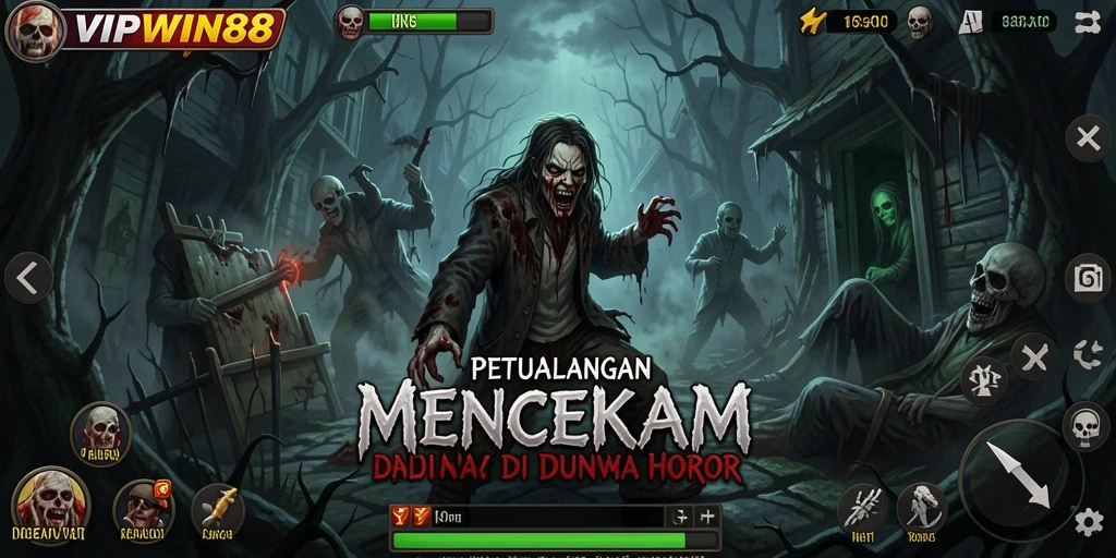 Screenshot gameplay menjelaskan suasana mencekam di dunia horor.