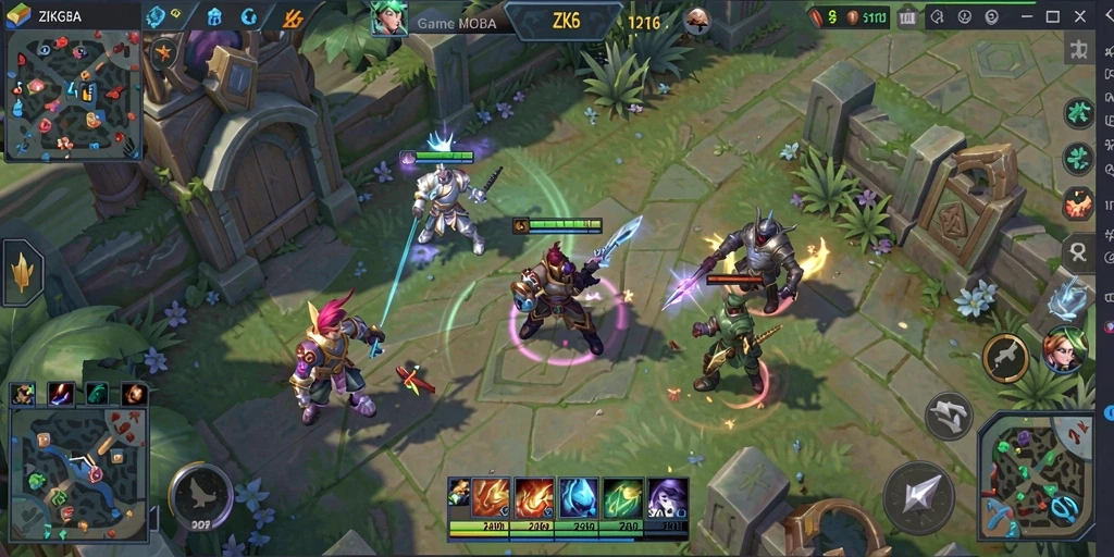 Tampilan gameplay ZK6 yang menegangkan dalam pertempuran MOBA.